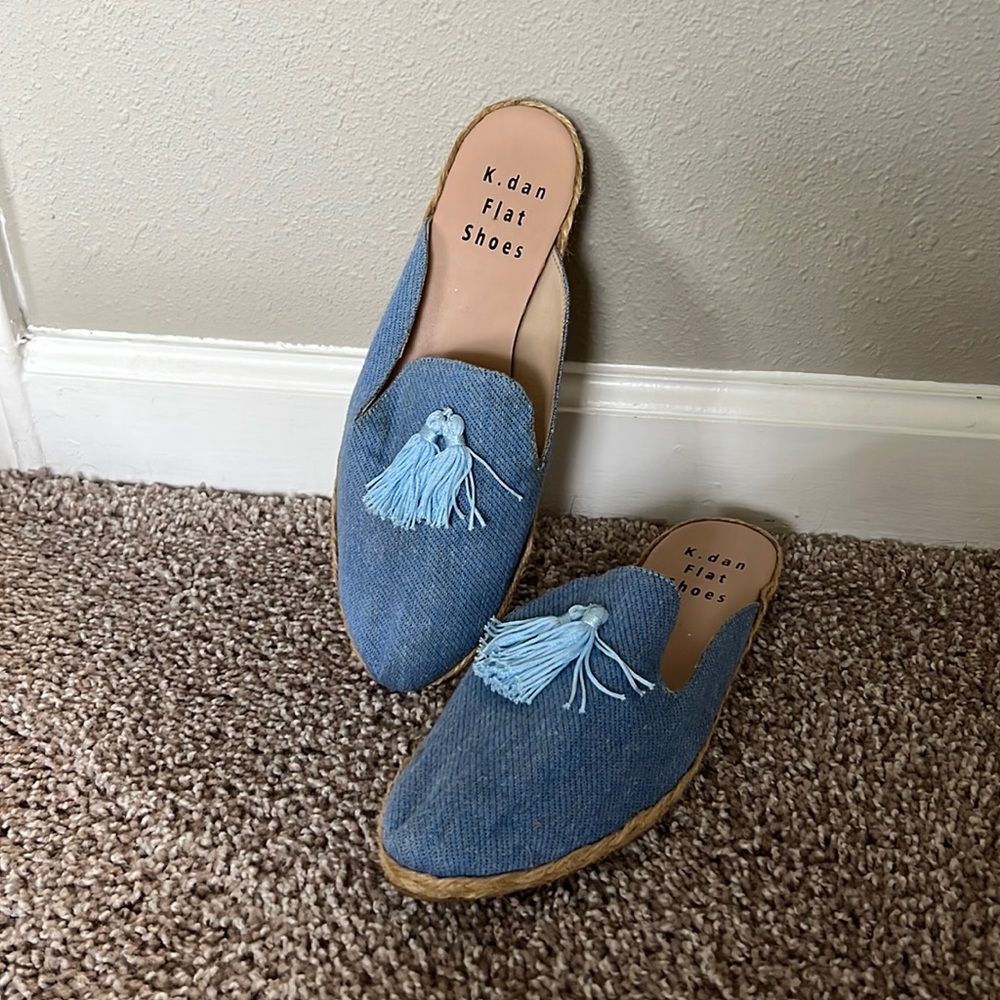 Tassel Slip On Espadrille Mules Size 7